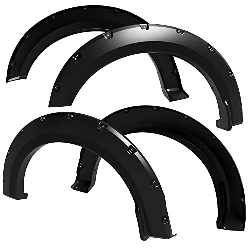 Tyger Auto TG-FF8F4168 for 2015-2017 Ford F150 | Paintable Smooth Matte Black Pocket Bolt-Riveted Style Fender Flare Set, 4 Piece | Incompatible with Technology Package 68T incl. Lane-Keeping sensors