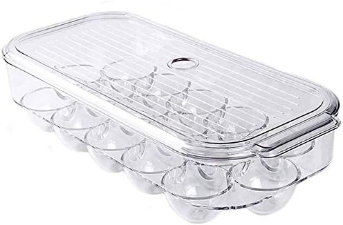 blitzlabs Fridge Egg Storage Box BPA Free Plastic Egg Organizer Container Holder With Lid,Single Layer 16 Grids Non Slip Refrigerator Cover Portable Egg Case 1 PC (Transparent)