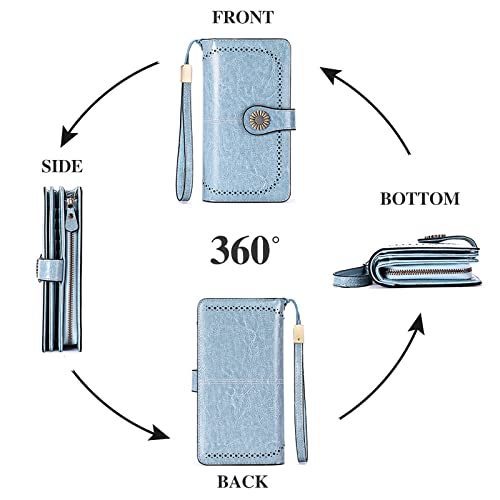 Sendefn Wallets For Women Genuine Leather Credit Card Holder With Rfid Blocking Large Capacity Wristlet #TOP3