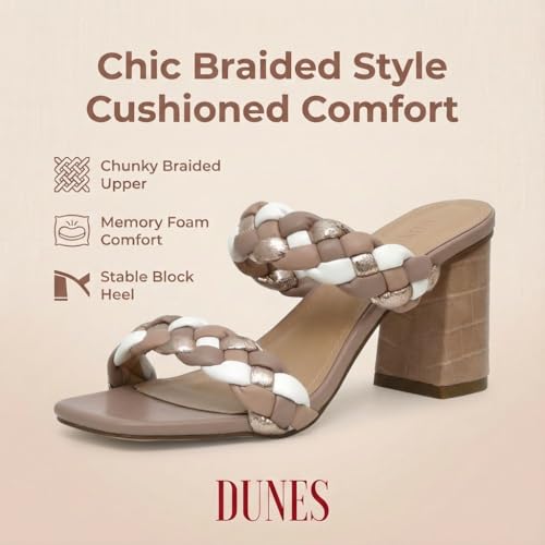 Image of Dunes Iris Chunky Braided Heel Sandals for Women, Block Heel Square Toe Summer Sandals with Memory Foam
