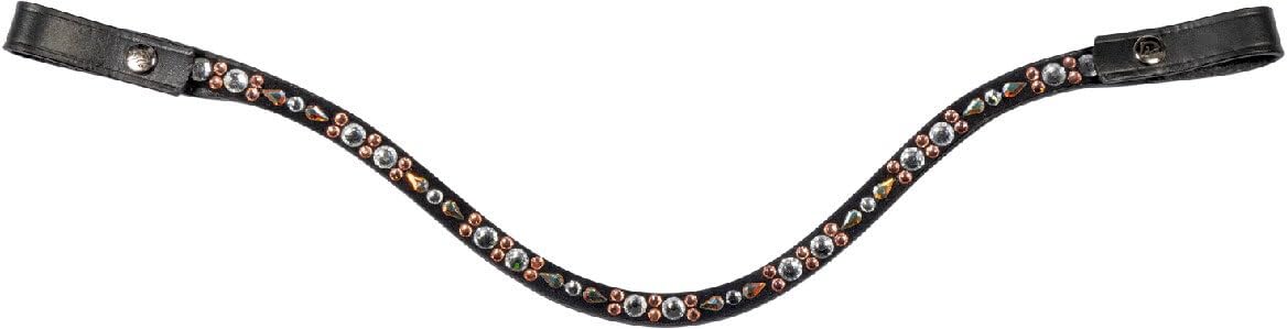 HKM Sparkle Browband Brown/Rose-Gold Pony - Image 2