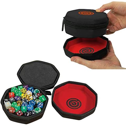 GeekOn Protective Dice Case with Foam Padding and Nesting Felt Dice Tray for Board Games and RPGs - Holds up to 75 dice! (Black) Cover