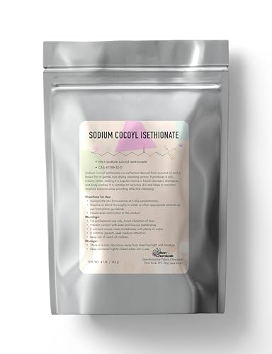 Sodium Cocoyl Isethionate Powder - Cosmetic Grade - 4 Oz / 113 g - Mild Surfactant for Soap Making, Lotion Making, DIY Cosmetics, Haircare, Bath Bomb Making - SCI Powder by Talsen Chemicals