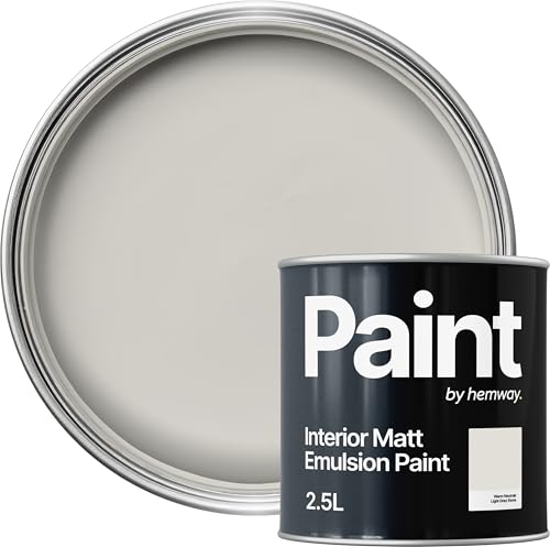 Hemway Light Grey Stone Paint 2.5 L, Indoor Matt Finish, One Coat, Wall Paint, Acrylic & Water-Based Emulsion, Quick Dry & High Coverage for the Kitchen, Bathroom & Bedroom Walls & Ceiling