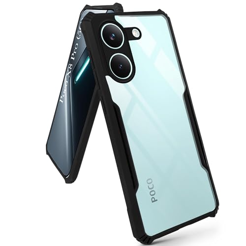 Image of Jkobi Hybrid Back Cover Case for Poco X8 Pro (Shockproof with Polycarbonate Clear Panel | Professional Black)