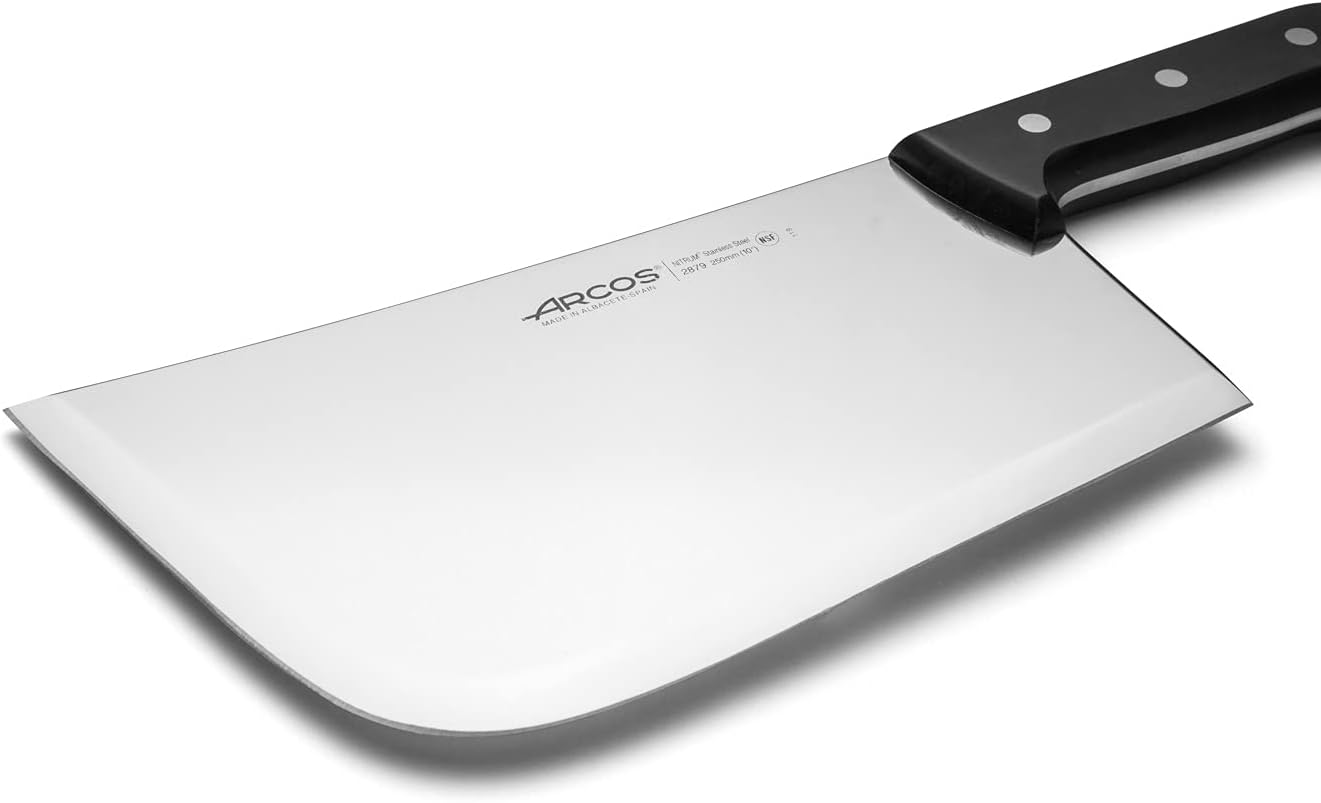 Arcos Cleaver Knife Butcher Knife - Nitrum Stainless Steel Blade 10" - Polyoxymethylene Handle (POM) in Black Color (7'') - Series Universal - Black Color