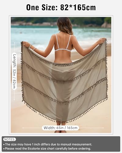 Image of Eicolorte Sarong Cover Up Womens Beach Cover Up Bikini Bathing Suit Swimsuit Swimwear Coverup Sarong Pareo Wraps for Women