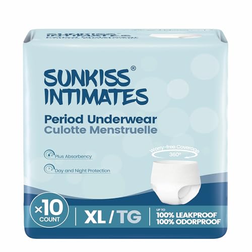 SUNKISS INTIMATES - SUNKISS INTIMATES Einweg-Menstruationshöschen für Frauen mit starker Blutung, Unparfümierte Wochenbett Unterwäsche, Weiß, Größe XL, 10 Stück