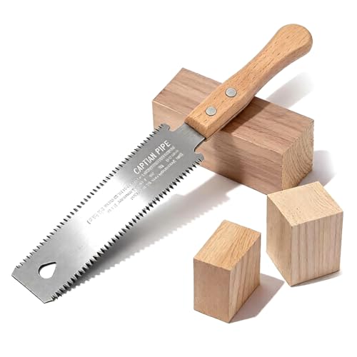Japanese Hand Saw Double Edge Pull saw 6 Inch Ryoba Blade 14/17 TPI, Beech Handle Woodworking Tool SK85 Flexible Blade Flush Cut Saw for Wood Cutting