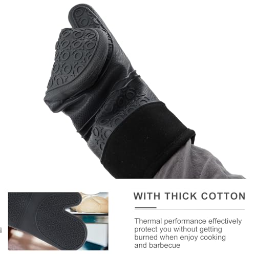 Abaodam 2個 加厚加棉シリコン製耐熱グローブ 耐熱防滑オーブン手袋 キッチン料理 バーベキュー対応 電子レンジ使用可 男女兼用