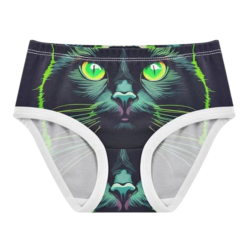 Black Cat Bright Green Eyes Panties Little Girl Girls Underwear Toddler Cotton Fun Print Briefs Girls Undies 2t