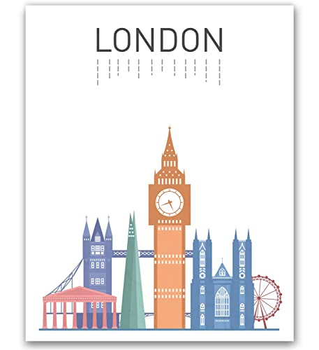 London Print London Art London Landmark Print Big Ben London Famous Building London Tower Art London City Print Gift Idea Unframed Art London Map 8x10