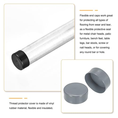 Image of uxcell 2pcs Rubber End Caps 140mm(5 1 /2 Inch) ID x 80mm(3 1 /8 Inch) H Vinyl Round Tube Bolt Cap Cover Screw Thread Protectors Light Gray