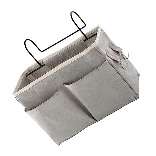 OUNONA Portable Bedside Hanging Storage Organizer Grey Bed Basket for Dormitory Easy Installation Bedside Organizer for Phones Magazines and Essentials Versatile Hanging Storage