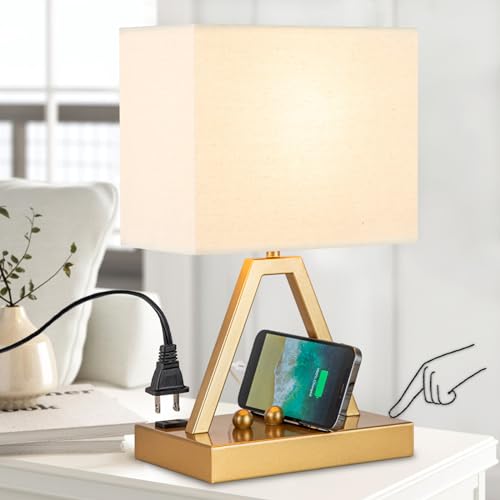 Lámpara de mesa táctil Briever con USB y dimmer