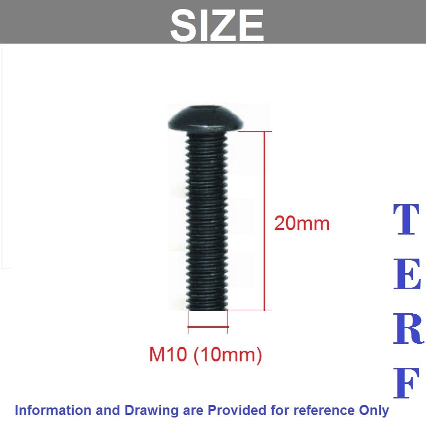 TERF® M10 X 20mm Hex Socket Cap Button Head Machine Screws Black High Tensile Grade 10.9 Machine Screw M10 (10mm) X 20mm Allen Key Hexagonal Socket Bolts - Image 3
