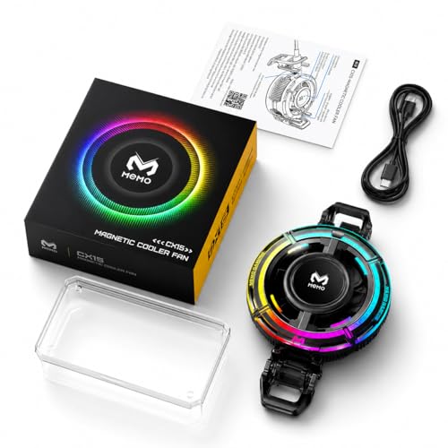 Image of EDNITA Memo Game Cooling Fan with Digital Temperature Display | Magnetic Mobile Phone Cooler | AI & L1-5V Cooling | 3 RGB Modes | Gaming Cooler for Smartphones