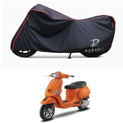 Image of Waterproof Bike Body Cover Compatible for | Vespa SXL 125 FL CBS BS6 | Taffeta Fabric, Red Piping Design, Bottom Elastic Fit | Dustproof, Sun UV & Rain Protection for All Bikes