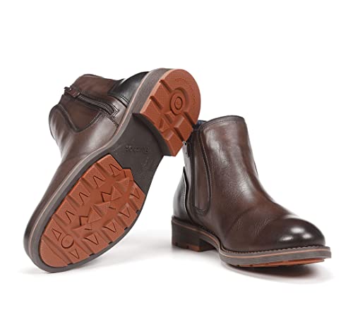 Fluchos Para Hombre. F1343 Botines De Piel Estilo Chelsea F1343 MarróN (42), Plano, 1 A 3Cm, Ninguno, Casual, Habana, CláSico - 4