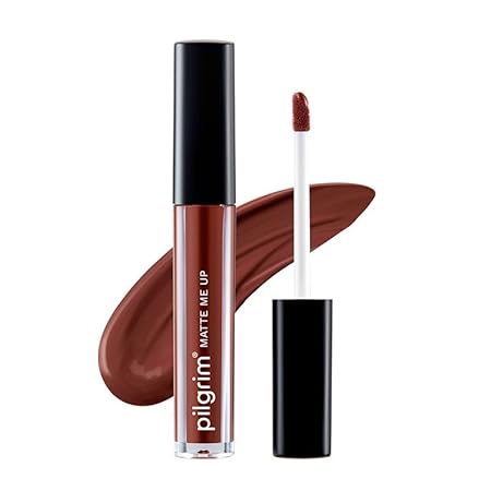 Pilgrim Liquid Matte Lipstick – Bossy Brown | Lipstick for Women with Hyaluronic Acid & Spanish Squalane | Transferproof, Long Lasting & Non Drying with Hydrating Ingredients 3gms