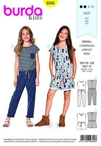 BurdaKids Easy Sewing Pattern 9345 Summer Jumpsuits