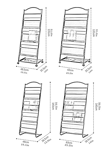 Expositor de pie de hierro blanco de 48 cm, soporte duradero para folletos de 4 niveles 5