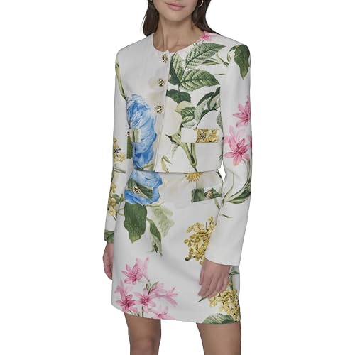 KARL LAGERFELD Women's Tailored Button Front Cropped Jacket