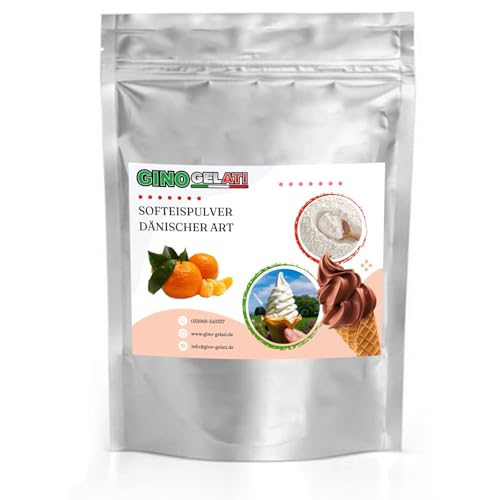 Gino Gelati Dänisches Softeis Pulver, fruchtiger Geschmack, verschiedene Geschmacksvarianten, schnell und einfach Zubereitet, Made in Germany, Eis selber machen (10 Kg, Mandarine)