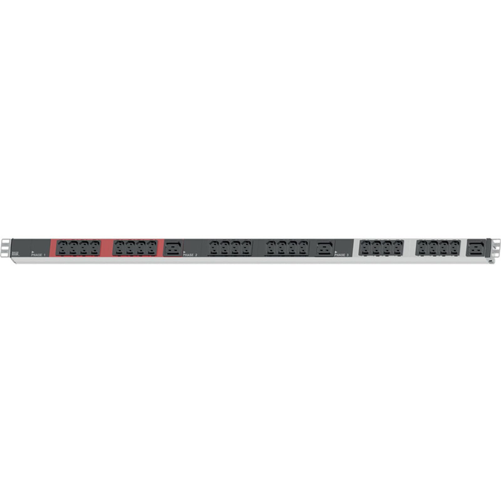 Bachmann 800.1656 Base múltiple Multi-enchufes Interior, 27 Salidas AC, C13, C19 acoplador, Gris, 400 V, 50 Hz, Negro/Plata/Rojo
