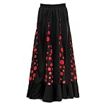 Partilandia Falda Flamenca Mujer Lunares Volante Doble Colores [Tallas Adulto S a XXL] [Roja Negra Blanca] Ensayo Baile Danza Disfraz