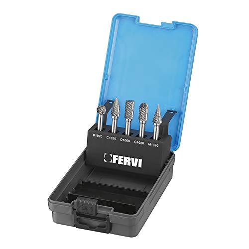 Fervi F008DC Serie Fresas Limas rotativas de metal duro corte de diamante 5 unidades