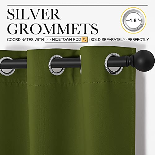 Image of NICETOWN Window Curtain Panels, Christmas Window Decoration Thermal Insulated Solid Grommet Blackout Draperies /Drapes (One Pair, 34 by 84-inch, Olive Green)