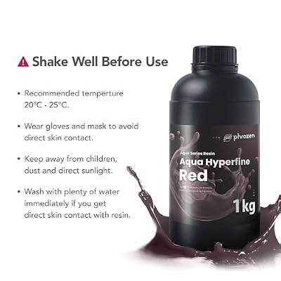 phrozen Aqua Hyperfine Photopolymer Resin for 9K, 12K or Higher Resolution 3D Printers, 405nm LCD UV-Curing 3D Printing with Low Shrinkage & Superior Precision, Smooth Surface Finish (Red, 1KG)
