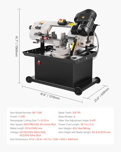 VEVOR 7x8.25in Metal Bandsaw