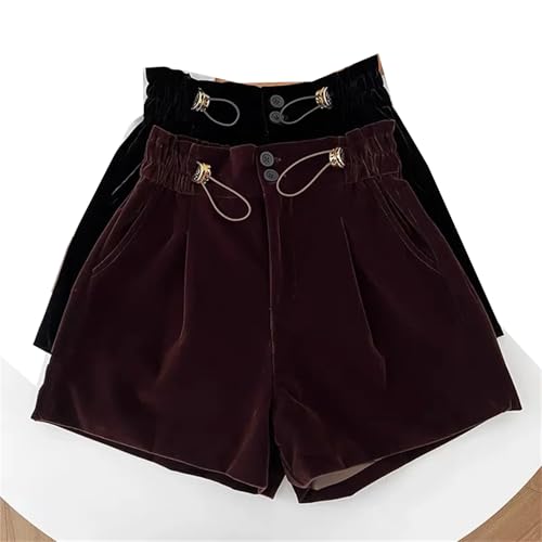 Short à jambes larges rétro taille haute cordon de serrage et boutons mode