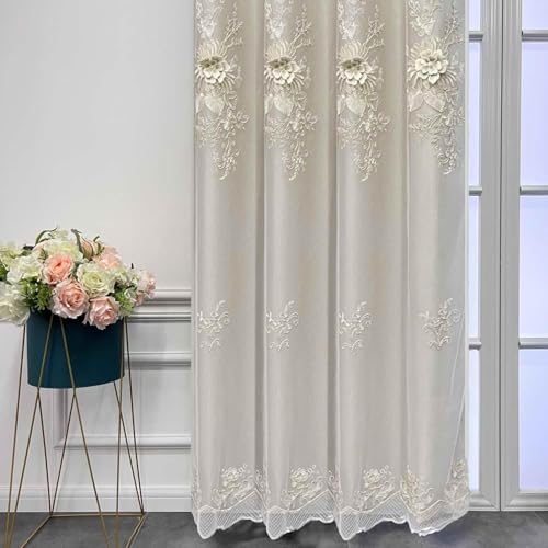 Elegant European Beige Double Layer Blackout Curtain for Bedroom and Living Room