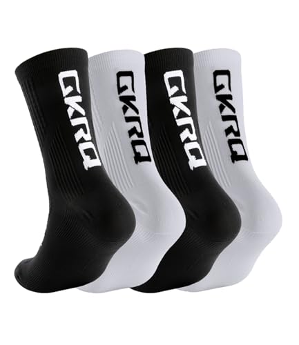 GKRQ Calcetines Deportivos, Pack de 4 Pares, Multicolor (Verde, Rojo, Negro, Rosa), Transpirables, para Ciclismo y Running hombres mujer bicicleta mtb trail running