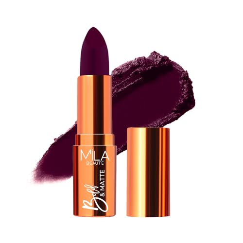 Image of Mila Beaute Bold & Matte Long-Lasting Lipstick | Highly Pigmented Soft Matte Finish | Lightweight & Hydrating with Jojoba Oil | Shade - (Toxic Love 4.2g)