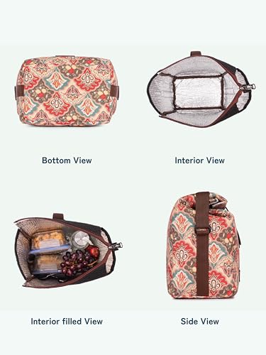 Image of ZOUK Mughal Art Multicolor Motif Printed Multicolor Insulated Roll up Lunch Bag,Cotton,7 Litres,Cotton