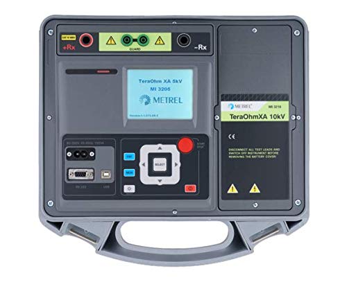 Top view of the Metrel MI 3210 TeraOhm XA 10kV showing input and output terminals.