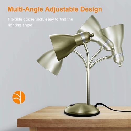 Image of LEPOWER Metal Desk Lamp, Adjustable Goose Neck Table Lamp, Eye-Caring Study Desk Lamps for Bedroom, Study Room and Office (Bronze) | Compact & Sturdy, Space-Saving for Bedside & Dorm, E26 Table Lamp, Eye-Caring, Ldeal for Study, Office, Back to School