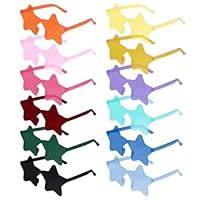 12 Paar Lustige Sternförmige Retro Brille, Randlose Sonnenbrille in Stern, Bonbonfarbene Transparente Brille, Magische Getönte Pentagramm-Stern Brille PC Hippie für Geburtstag Party (Sternförmige)