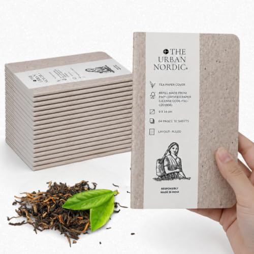 Image of Journal Notebook A6 Pack of 20 | Pocket Size (9 x 14 cm) Ruled Diary for Writing, Journaling & Daily Notes | Tea Paper Cover with 64 Pages per notebook | FSC Recycled Pages