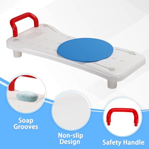 Asiento de bañera para ancianos con mango ergonómico para sentarse de forma segura, se adapta a baños de 16 a 24 pulgadas de ancho, soporta hasta 150 kg