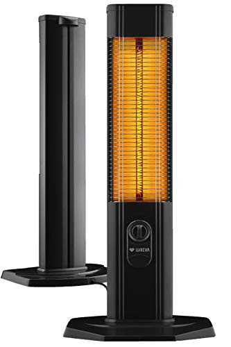 LUXEVA Chauffage infrarouge sur pied, au carbone, 2000 W, pour l'intérieur et l'extérieur, avec couvercle et thermostat, chauffage sur pied, moderne