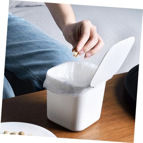 Caneca de basura pequeña para escritorio de plástico blanca miniatura 4