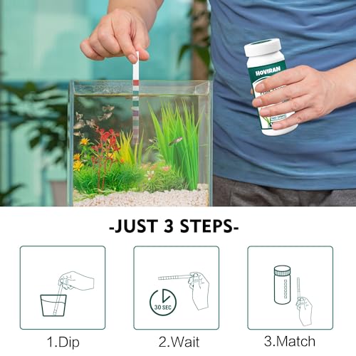 7 Way Aquarium Test Strips, 125 Count Fish Tank Test Strips for Freshwater Saltwater Pond, Water Testing Kit Aquarium for Chlorine, Total Hardness, Carbonate, Alkalinity, Nitrate, Nitrite and pH - Image 5