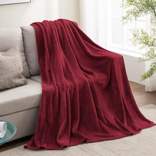 Image of BEDELITE Fleece Blanket Burgundy Throw Blankets for Couch & Bed, Luxury Plush Cozy Fuzzy Blanket 50x60 inches, Super Soft Warm Lightweight Throw Blanket for Travel Camping