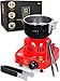 M. ROSENFELD Red Multipurpose Electric Charcoal Starter - Electric Charcoal Burner UL & STS Approved - Coconut Charcoal Lighters with Tongs - 450W Hot Plate Electric - 304 Stainless Steel