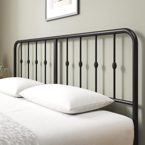 Image of Zinus Leonardo Metal Platform Bed Frame, Victorian Spindle Style Headboard and Footboard, Heavy Duty Bed Base, Ample Underbed Space, King
